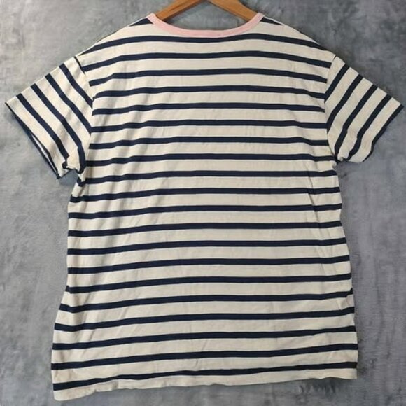 J.Crew Navy Stripe Tee with Pink Trim Size‎ M 100% Cotton comfy cute pink trim - Picture 3 of 10